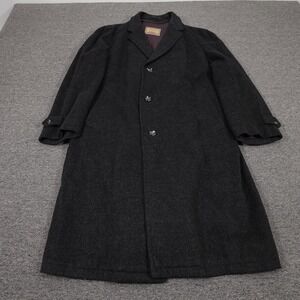 Vintage Lodenfrey Coat Mens 40 Gray Wool Overcoat Lined Western Germany 70s